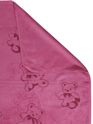 FABINALIV Set of 3 Pink Cartoon Print Cotton Kids Bath Towels (110X56 cm)
