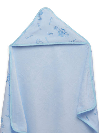 FABINALIV Infant Blue Cartoon Print Cotton Hooded Bath Towel (72X68 cm)
