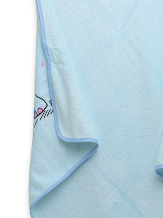 FABINALIV Infant Blue Cartoon Print Cotton Hooded Bath Towel (70X70 cm)