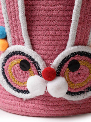 FABINALIV Kids Pink Cartoon Design Multipurpose Foldable Organiser with Lid