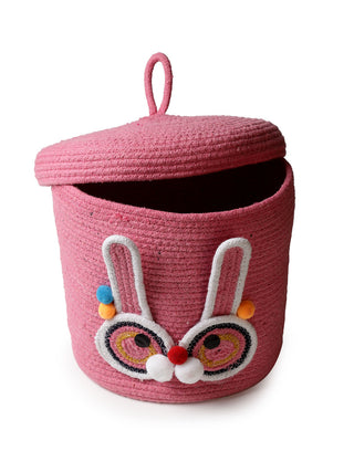 FABINALIV Kids Pink Cartoon Design Multipurpose Foldable Organiser with Lid