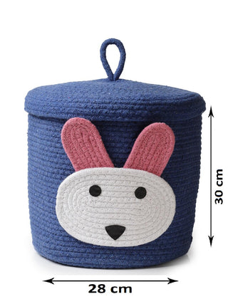 FABINALIV Kids Blue Cartoon Design Multipurpose Foldable Organiser with Lid