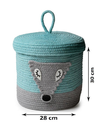 FABINALIV Kids Sky Blue Cartoon Design Multipurpose Foldable Organiser with Lid