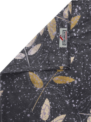 FABINALIV Black Floral 300 TC Cotton Blend Single Bedsheet with Pillow Cover (225X150 cm)