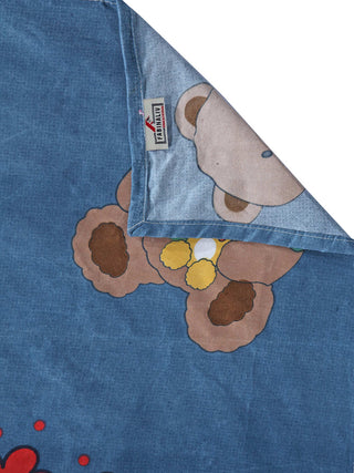 FABINALIV Blue Cartoon Print 300 TC Cotton Blend Single Bedsheet with Pillow Cover (225X150 cm)