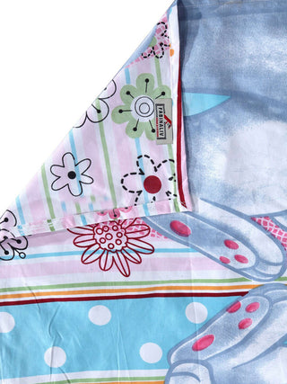 FABINALIV Multicolor Cartoon Print 300 TC Cotton Blend Single Bedsheet with Pillow Cover (225X150 cm)