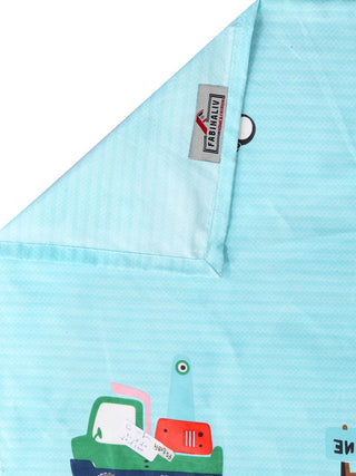 FABINALIV Multicolor Cartoon Print 300 TC Cotton Blend Single Bedsheet with Pillow Cover (225X150 cm)