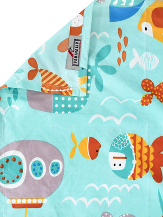 FABINALIV Multicolor Cartoon Print 300 TC Cotton Blend Single Bedsheet with Pillow Cover (225X150 cm)