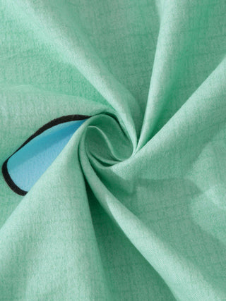 FABINALIV Multicolor Cartoon Print 300 TC Cotton Blend Single Bedsheet with Pillow Cover (225X150 cm)