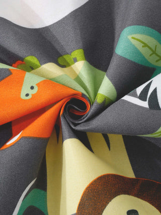 FABINALIV Multicolor Cartoon Print 300 TC Cotton Blend Single Bedsheet with Pillow Cover (225X150 cm)