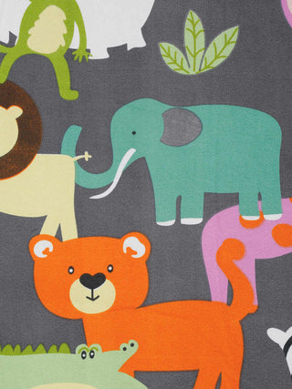 FABINALIV Multicolor Cartoon Print 300 TC Cotton Blend Single Bedsheet with Pillow Cover (225X150 cm)