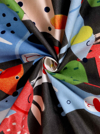 FABINALIV Multicolor Cartoon Print 300 TC Cotton Blend Single Bedsheet with Pillow Cover (225X150 cm)