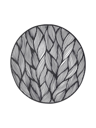 FABINALIV Set of 6 Silver Floral Textured PVC Table Mats (38X38 cm)