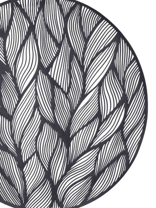 FABINALIV Set of 6 Silver Floral Textured PVC Table Mats (38X38 cm)