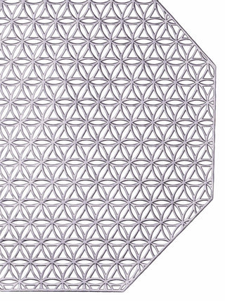 FABINALIV Set of 6 Silver Geometric Textured PVC Table Mats (38X38 cm)
