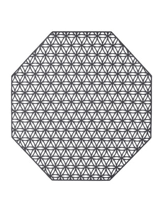 FABINALIV Set of 6 Silver Geometric Textured PVC Table Mats (38X38 cm)