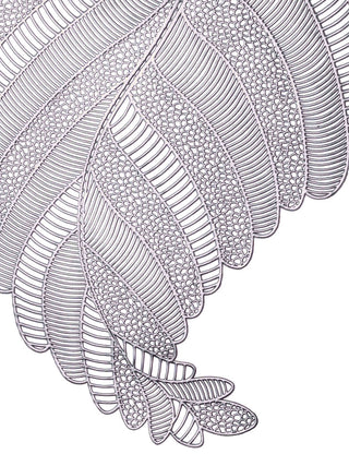 FABINALIV Set of 6 Silver Floral Textured PVC Table Mats (45X30 cm)