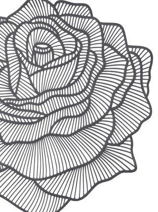 FABINALIV Set of 6 Silver Floral Textured PVC Table Mats (38X38 cm)