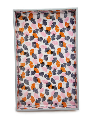 FABINALIV Set of 3 Multicolor Floral Rectangular Wooden Serving Trays