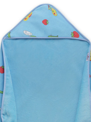 FABINALIV Infant Blue Cartoon Print Cotton Hooded Bath Towel (70X70 cm)