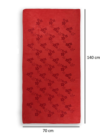 FABINALIV Unisex Red Floral 420 GSM Cotton Bath Towel (140X70 cm)