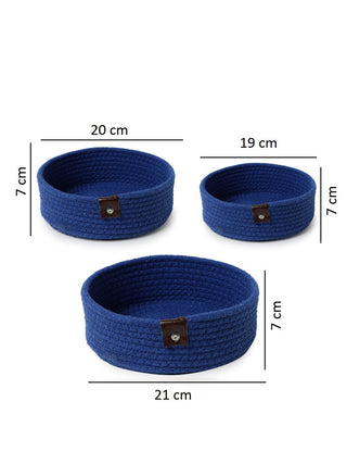 FABINALIV Set of 3 Navy Blue Solid Multipurpose Organisers