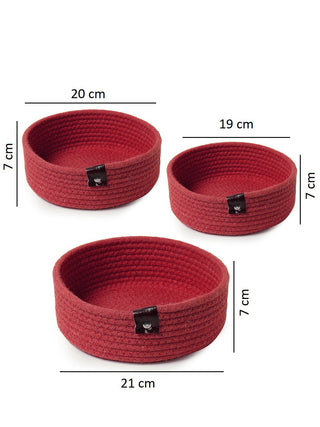 FABINALIV Set of 3 Red Solid Multipurpose Organisers