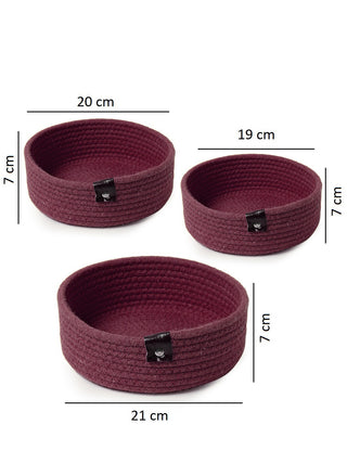FABINALIV Set of 3 Maroon Solid Multipurpose Organisers