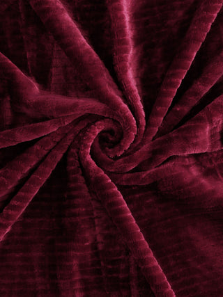 FABINALIV Maroon Striped 300 TC Woollen King Size Double Bedsheet with 2 Pillow Covers