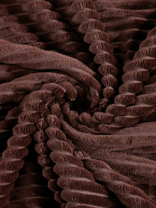 FABINALIV Coffee Striped 300 TC Woollen King Size Double Bedsheet with 2 Pillow Covers (250X225 cm)