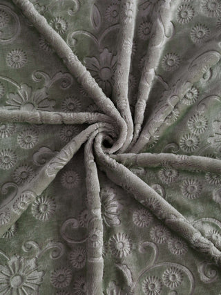 FABINALIV Mouse Floral 300 TC Woollen Embossed King Size Double Bedsheet with 2 Pillow Covers (250X225 cm)