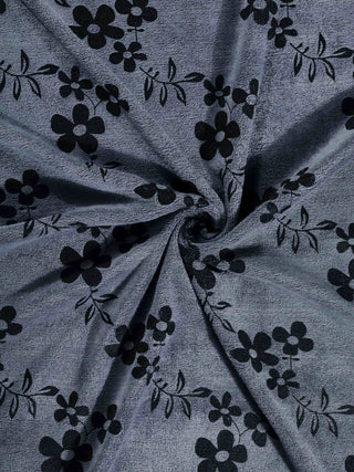FABINALIV Unisex Grey Floral 420 GSM Cotton Bath Towel (140X70 cm)