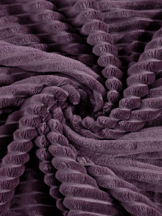 FABINALIV Purple Striped 300 TC Woollen King Size Double Bedsheet with 2 Pillow Covers (250X225 cm)