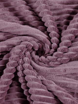 FABINALIV Pink Striped 300 TC Woollen King Size Double Bedsheet with 2 Pillow Covers (250X225 cm)