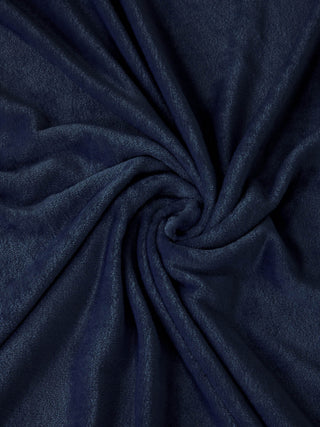FABINALIV Navy Blue Solid 300 TC Woollen King Size Fitted Double Bedsheet with 2 Pillow Covers (250X225 cm)
