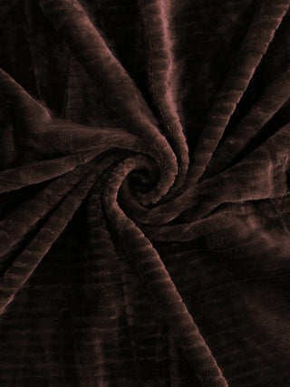 FABINALIV Coffee Striped 300 TC Woollen King Size Double Bedsheet with 2 Pillow Covers