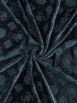 FABINALIV Dark Grey Geometric 300 TC Woollen Embossed King Size Double Bedsheet with 2 Pillow Covers (250X225 cm)