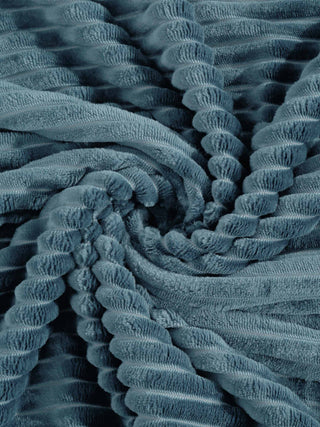 FABINALIV Sky Blue Striped 300 TC Woollen King Size Double Bedsheet with 2 Pillow Covers (250X225 cm)