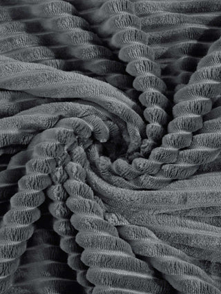 FABINALIV Grey Striped 300 TC Woollen King Size Double Bedsheet with 2 Pillow Covers (250X225 cm)