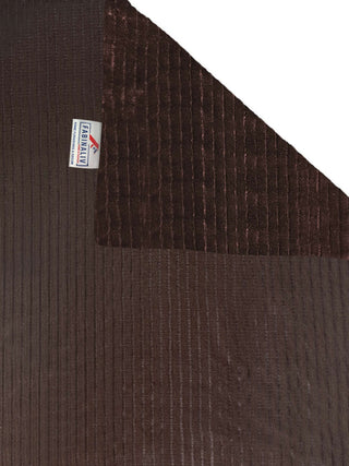 FABINALIV Coffee Striped 300 TC Woollen King Size Double Bedsheet with 2 Pillow Covers