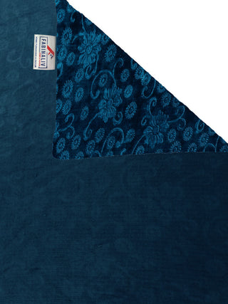 FABINALIV Rama Blue Floral 300 TC Woollen Embossed King Size Double Bedsheet with 2 Pillow Covers (250X225 cm)