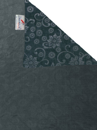 FABINALIV Dark Grey Floral 300 TC Woollen Embossed King Size Double Bedsheet with 2 Pillow Covers (250X225 cm)