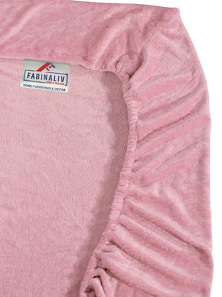 FABINALIV Baby Pink Solid 300 TC Woollen King Size Fitted Double Bedsheet with 2 Pillow Covers (250X225 cm)