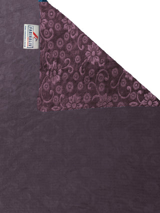 FABINALIV Raisin Purple Floral 300 TC Woollen Embossed King Size Double Bedsheet with 2 Pillow Covers