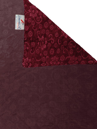FABINALIV Maroon Floral 300 TC Woollen Embossed King Size Double Bedsheet with 2 Pillow Covers (250X225 cm)