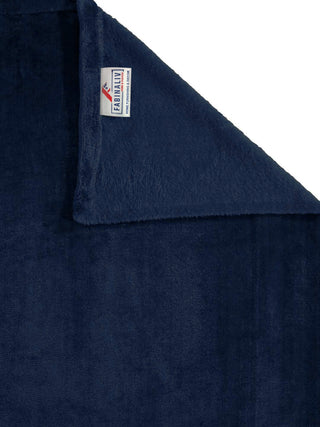 FABINALIV Navy Blue Solid 300 TC Woollen King Size Double Bedsheet with 2 Pillow Covers (250X225 cm)