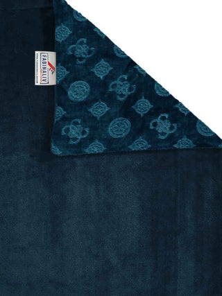 FABINALIV Rama Blue Geometric 300 TC Woollen Embossed King Size Double Bedsheet with 2 Pillow Covers (250X225 cm)