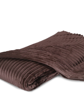 FABINALIV Coffee Striped 300 TC Woollen King Size Double Bedsheet with 2 Pillow Covers (250X225 cm)