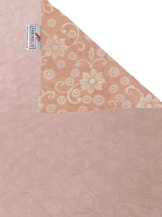 FABINALIV Peach Floral 300 TC Woollen Embossed King Size Double Bedsheet with 2 Pillow Covers