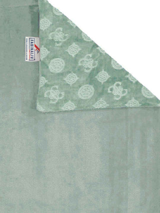 FABINALIV Light Green Geometric 300 TC Woollen Embossed King Size Double Bedsheet with 2 Pillow Covers